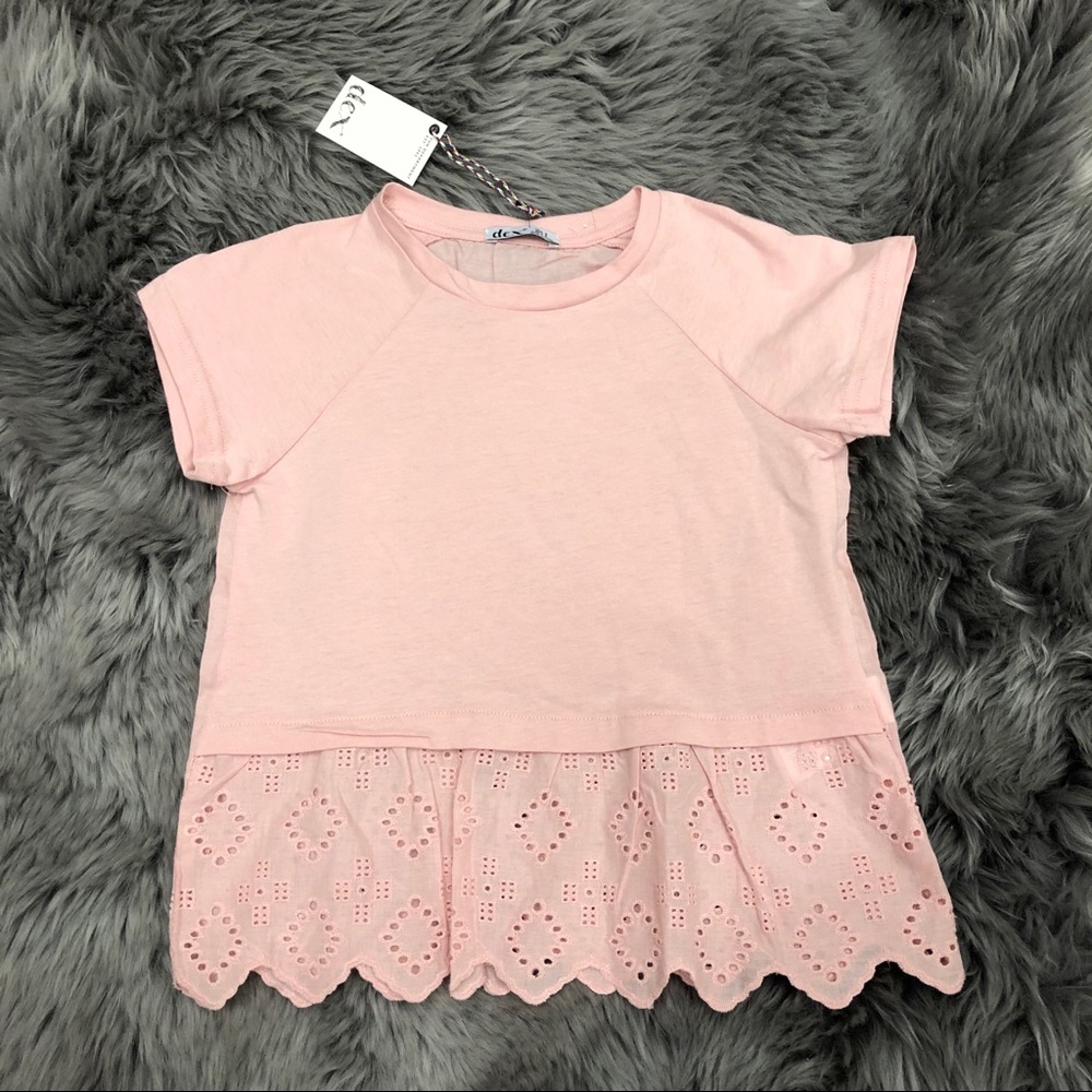 Dex | Girls Lace Trim T-Shirt | Pink | Size 6
